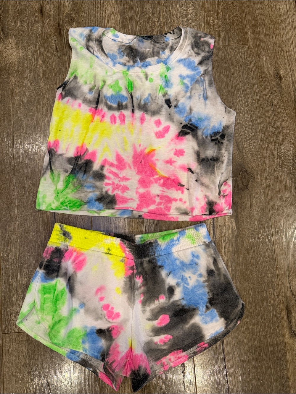 Firehouse Tie-Dye Kids Matching Tank and Shorts Set - Multicolor size xl kids